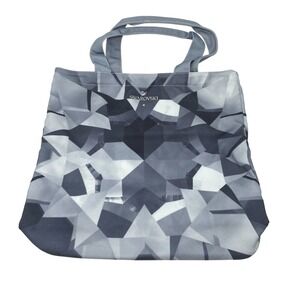 Swarovski Canvas Tote Bag Grey Geometric Crystal Print Shopper with Box